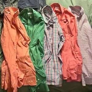 Izod Orange and Green Casual Button Down Shirts